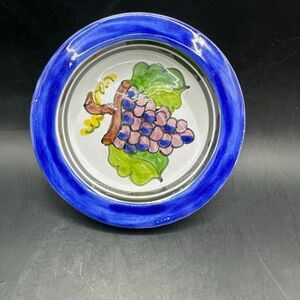 Nino Parrucca Pottery Wine Bottle Coaster Hand Painted Italian 108 Signed Purple